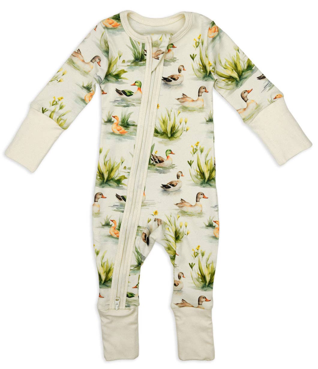 Earthy Organic Cotton Baby Pajamas 2-Way Zipper Sleeper - Reed