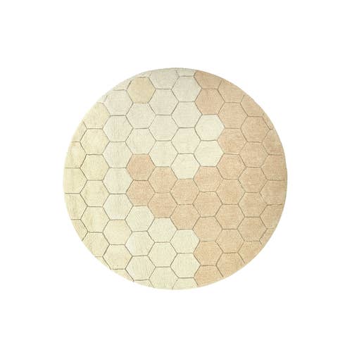 Lorena Canals Washable Rug - Round Honeycomb Golden