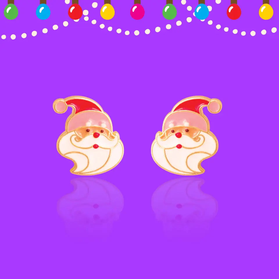 Girl Nation Holly Jolly Holiday Santa Earrings Studs