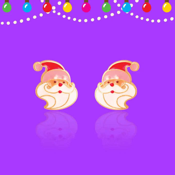 Girl Nation Holly Jolly Holiday Santa Earrings Studs