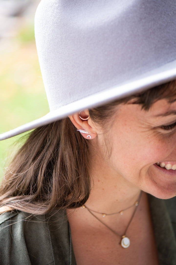 Bronwen Feather Post Earrings