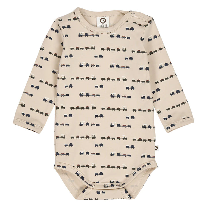 Musli By Green Cotton Train Long Sleeve Bodysuit