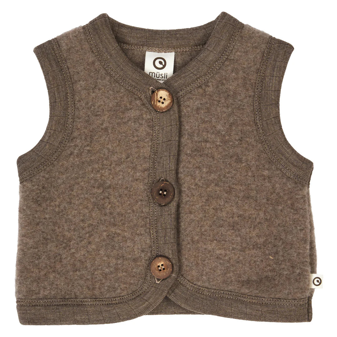 Musli By Green Cotton Woolly Fleece Vest - Walnut