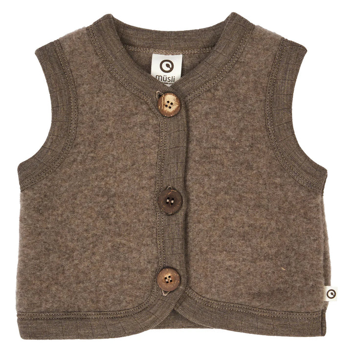 Musli By Green Cotton Woolly Fleece Vest - Walnut