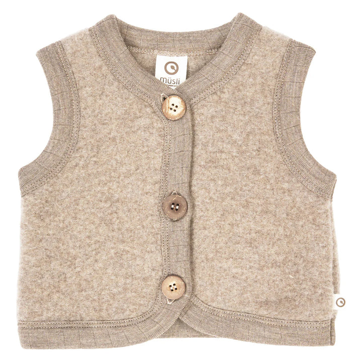 Musli By Green Cotton Woolly Fleece Vest - Balsam Melange