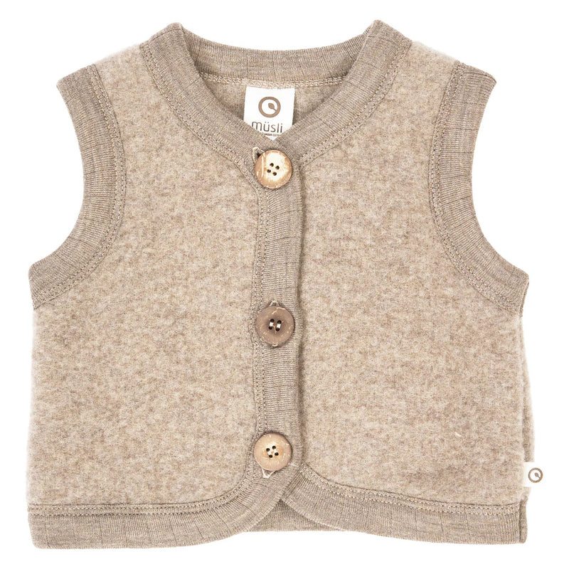 Musli By Green Cotton Woolly Fleece Vest - Balsam Melange