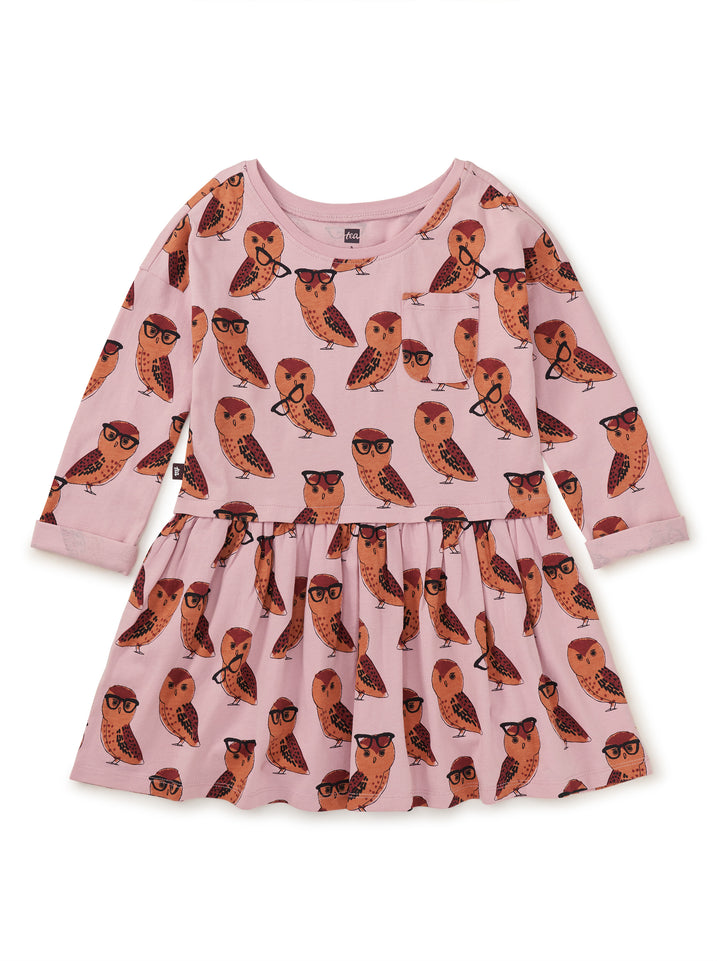 Tea Collection Printed Pocket Play Dress - All Knowing Owl