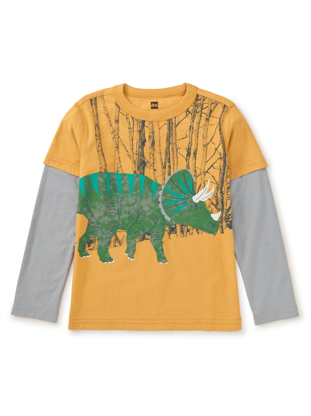 Tea Collection Triceratops Layered Tee - Peanut