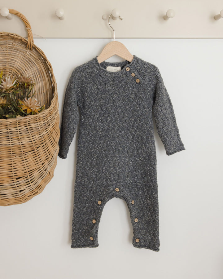 Quincy Mae Cozy Heather Knit Jumpsuit - Indigo