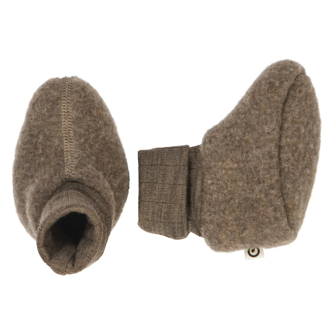 Musli By Green Cotton Woolly Fleece Booties - Walnut
