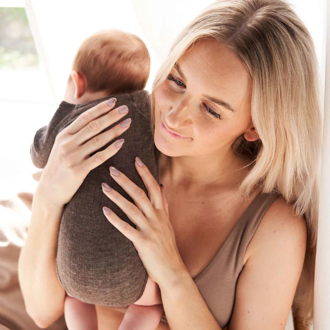 Musli By Green Cotton Woolly Rib Wrap Bodysuit - Walnut