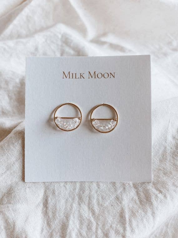 Milk Moon Herkimer Eclipse Studs