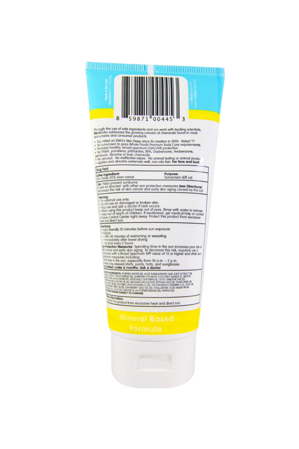 Thinkbaby Thinksport Kids Safe Sunscreen SPF 50+ (3oz)