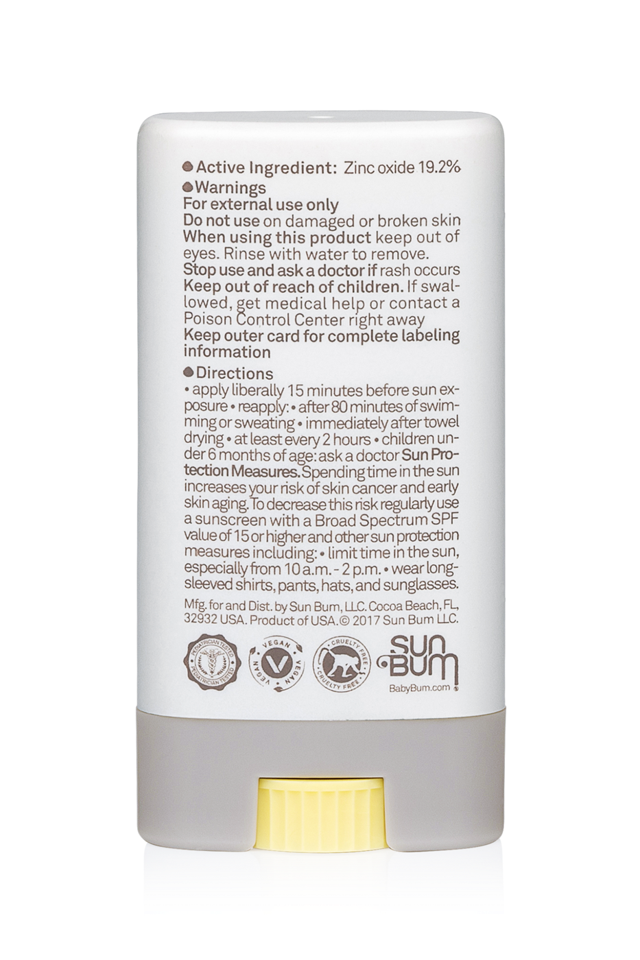 Sun Bum Baby Bum SPF 50 Mineral Sunscreen Face Stick Fragrance Free - 0.45oz