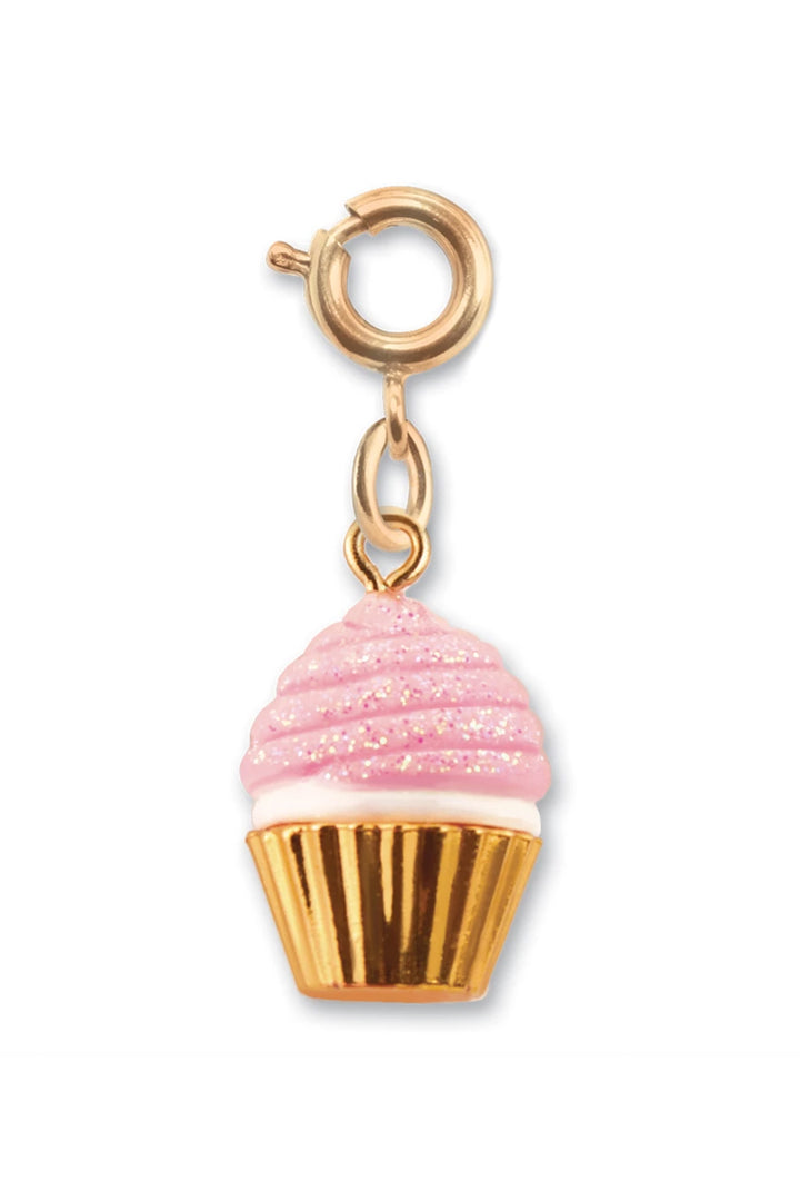 Charm It Gold Pink Glitter Cupcake Charm