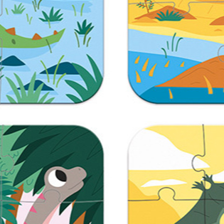 Janod Dinosaurs Set Of Four Progressively Difficult Puzzles