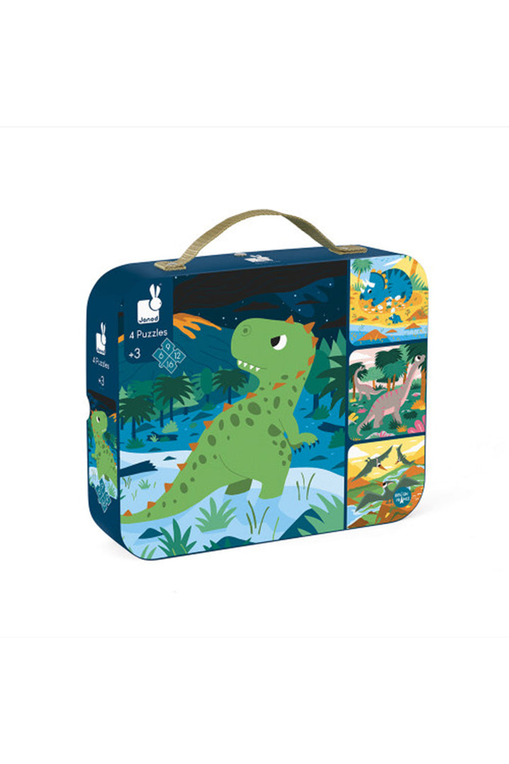 Janod Dinosaurs Set Of Four Progressively Difficult Puzzles