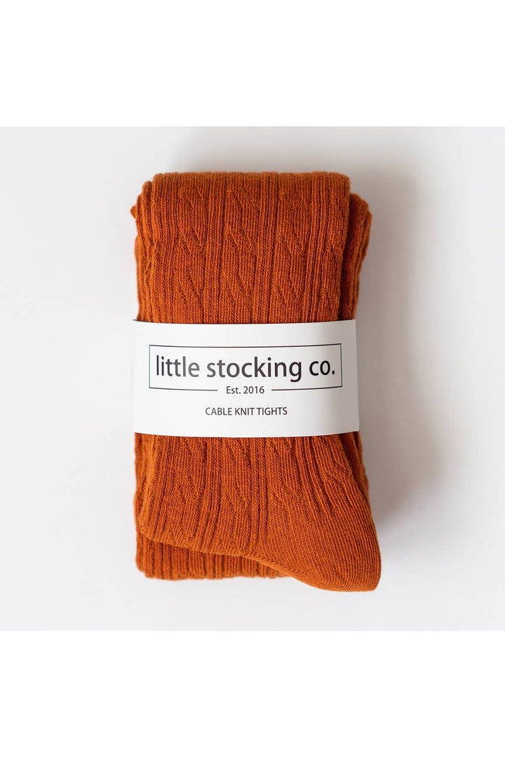 Little Stocking Co Pumpkin Spice Cable Knit Tight