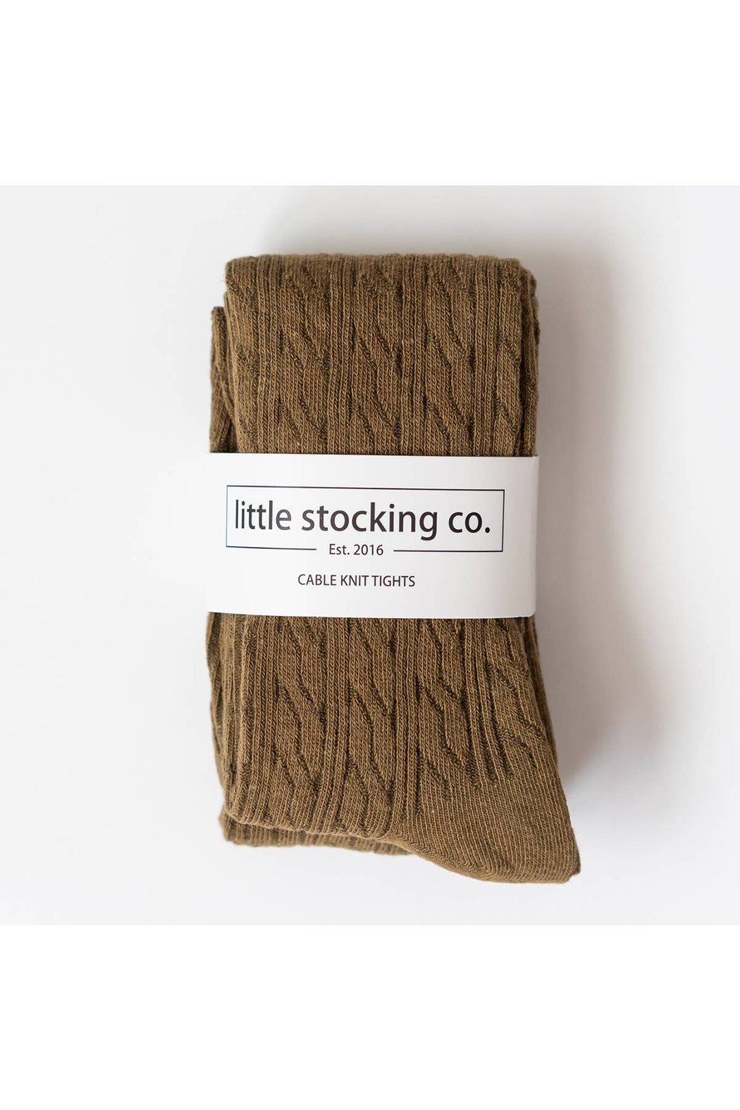 Little Stocking Co Olive Cable Knit Tights