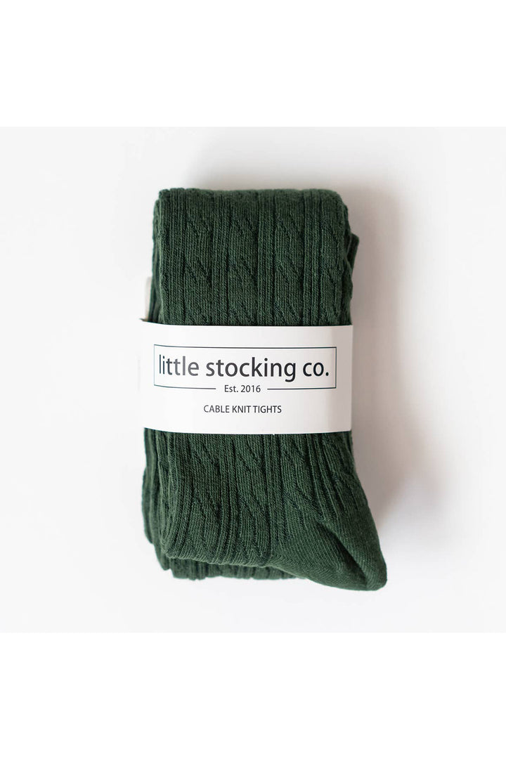 Little Stocking Co Forest Green Cable Knit Tights