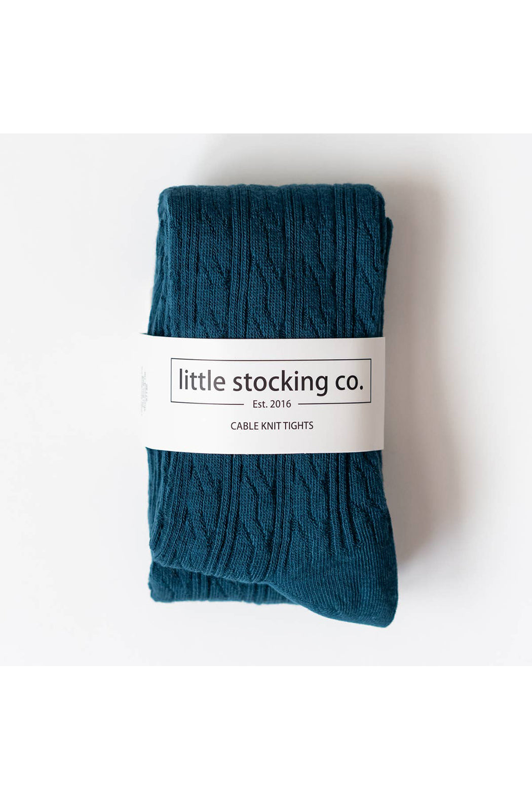 Little Stocking Co Teal Cable Knit Tights