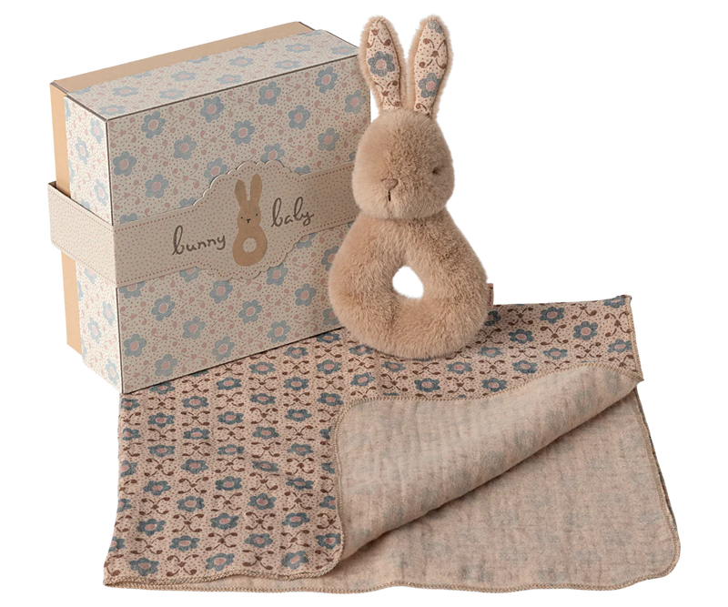 Maileg Bunny Rattle Set - Cream Peach