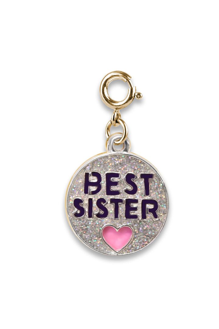 Charm It Best Sister Gold Glitter Charm