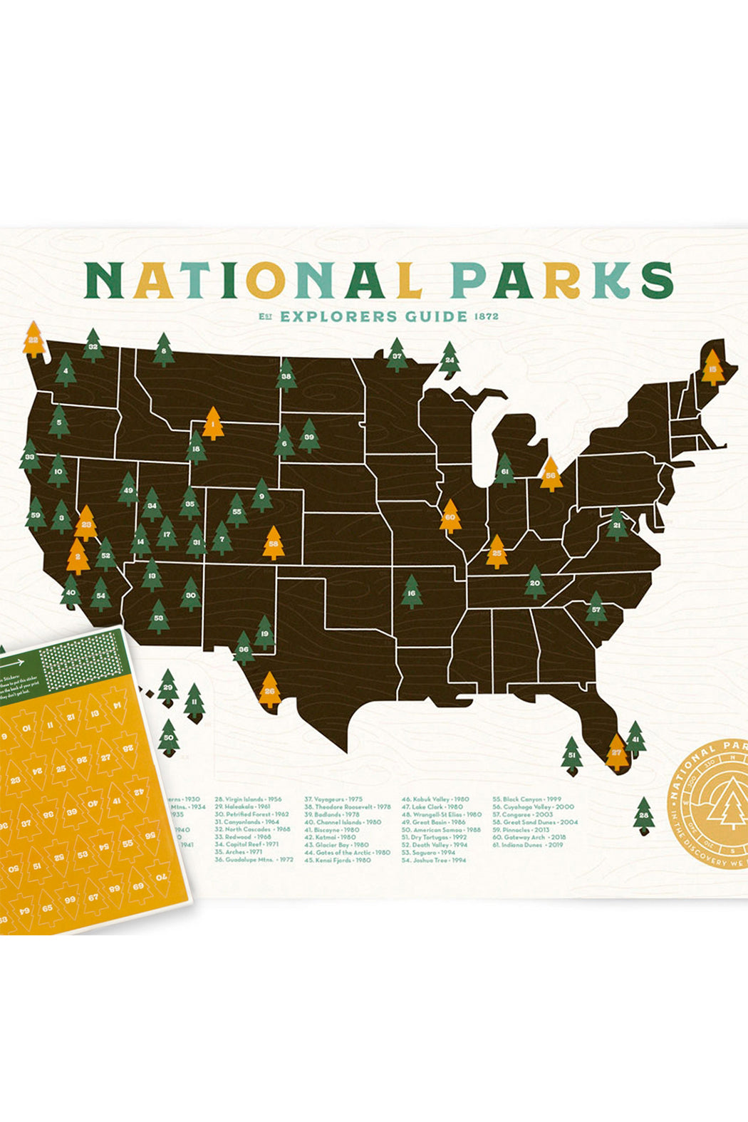 18" x 24" USA National Park Giclee Map