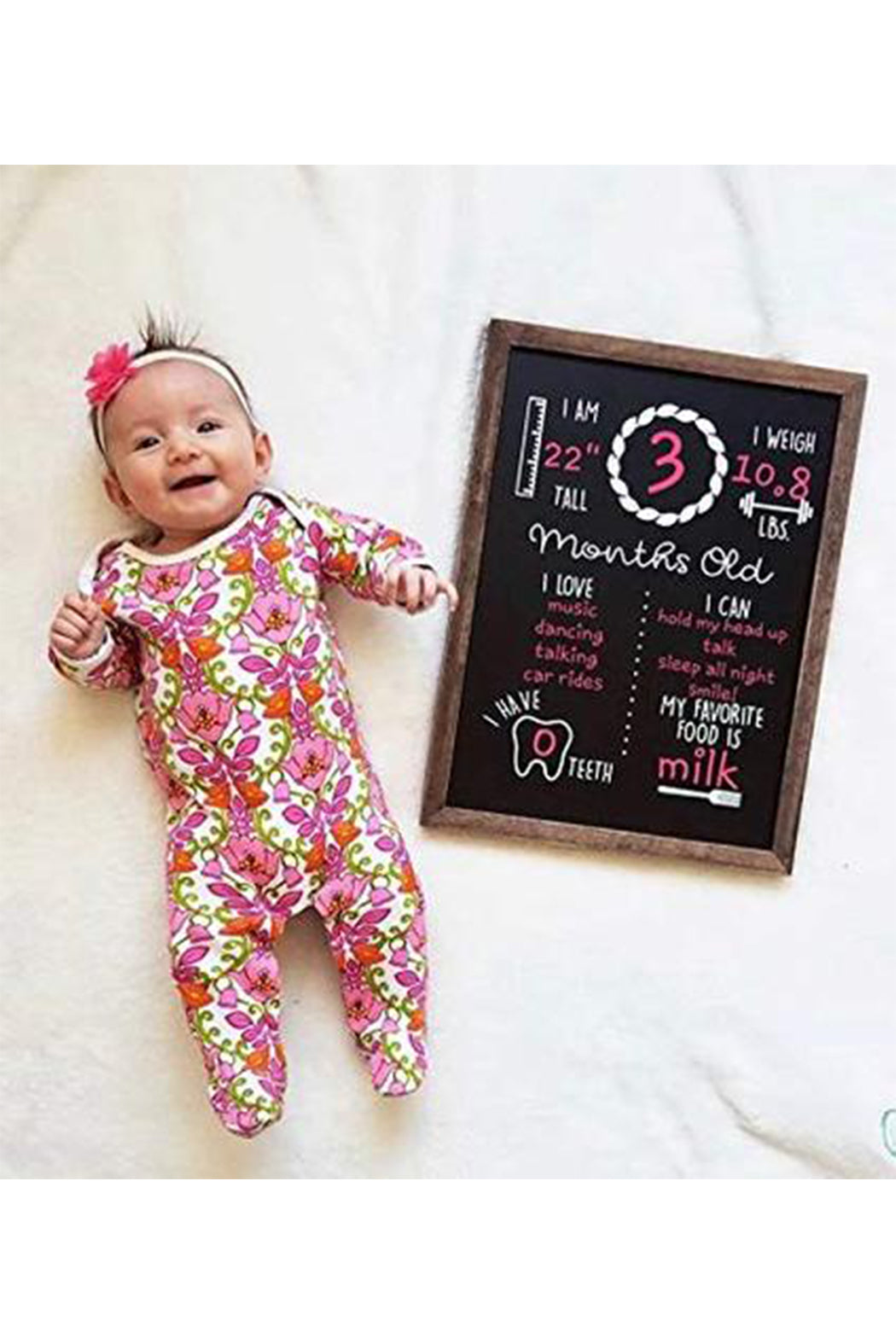 Olive & Emma Monthly Milestones Reusable Chalboard Sign