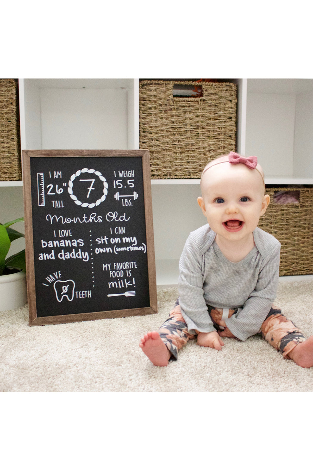 Olive & Emma Monthly Milestones Reusable Chalboard Sign