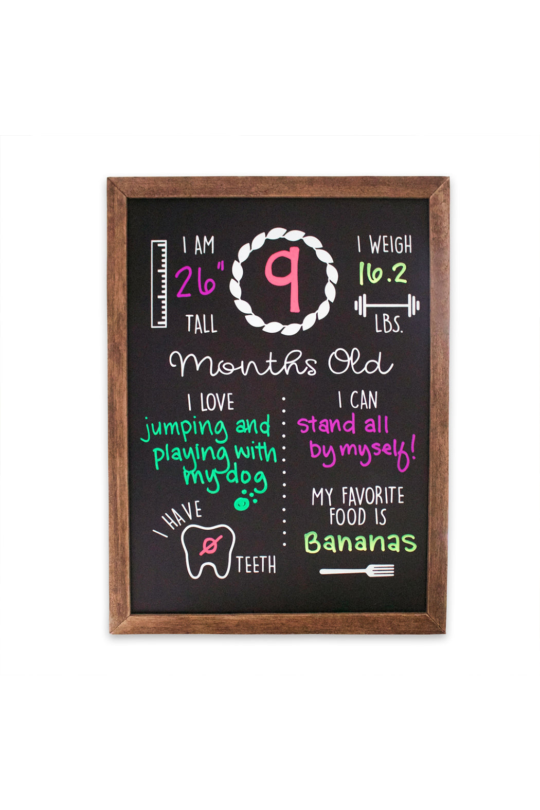 Olive & Emma Monthly Milestones Reusable Chalboard Sign