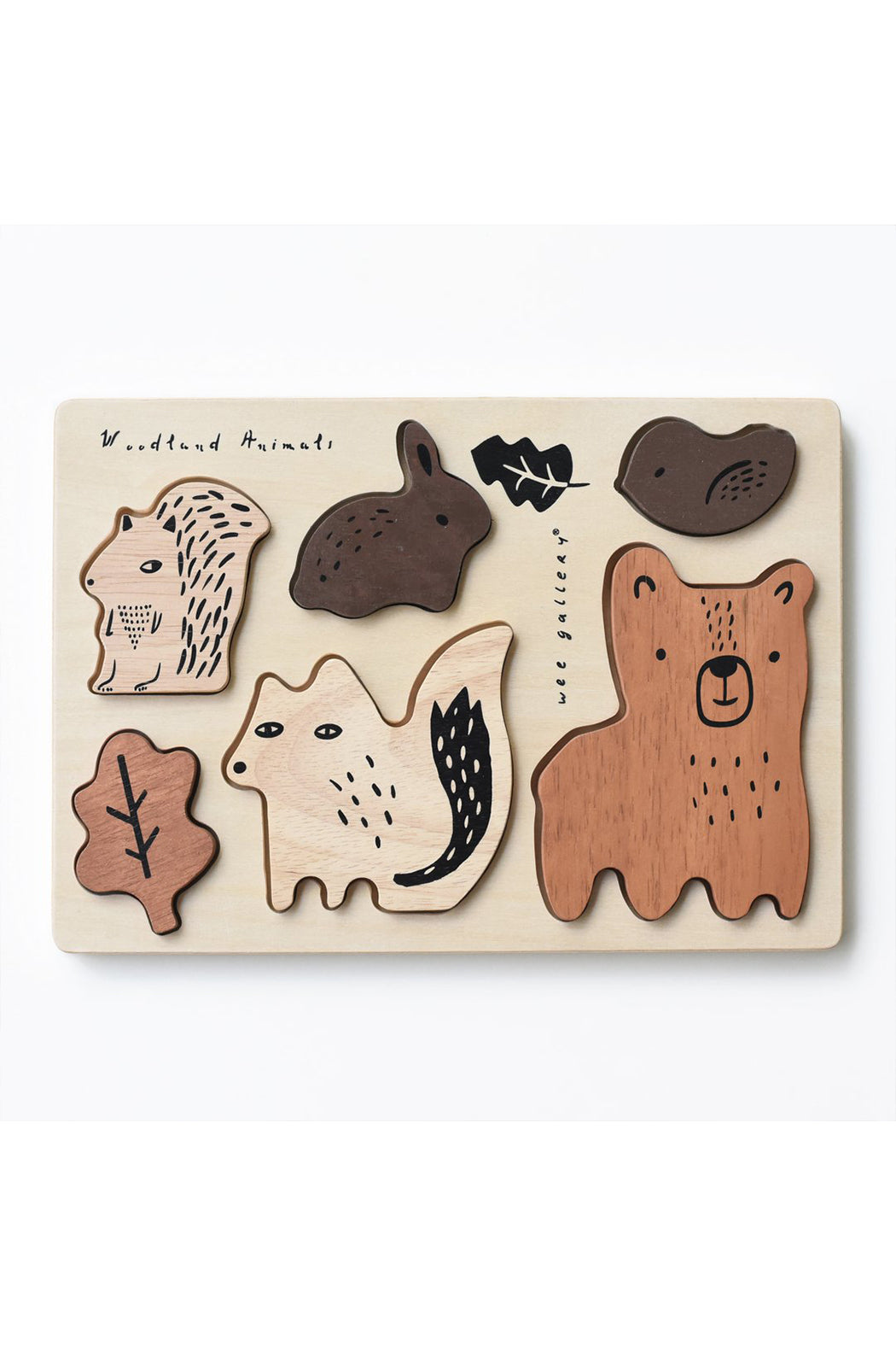 Wee Gallery Wooden Tray Puzzle - Wooden Animals