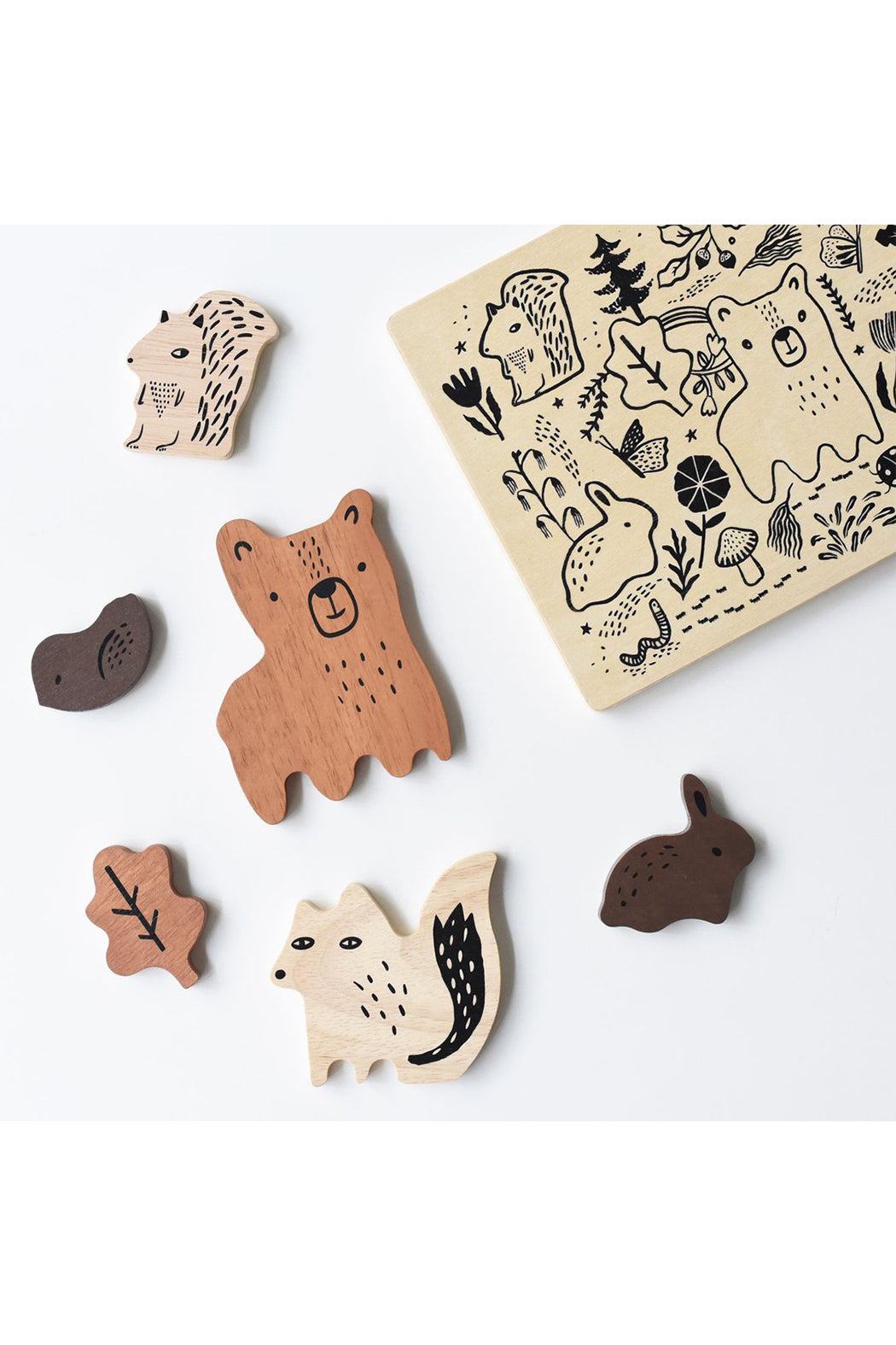 Wee Gallery Wooden Tray Puzzle - Wooden Animals