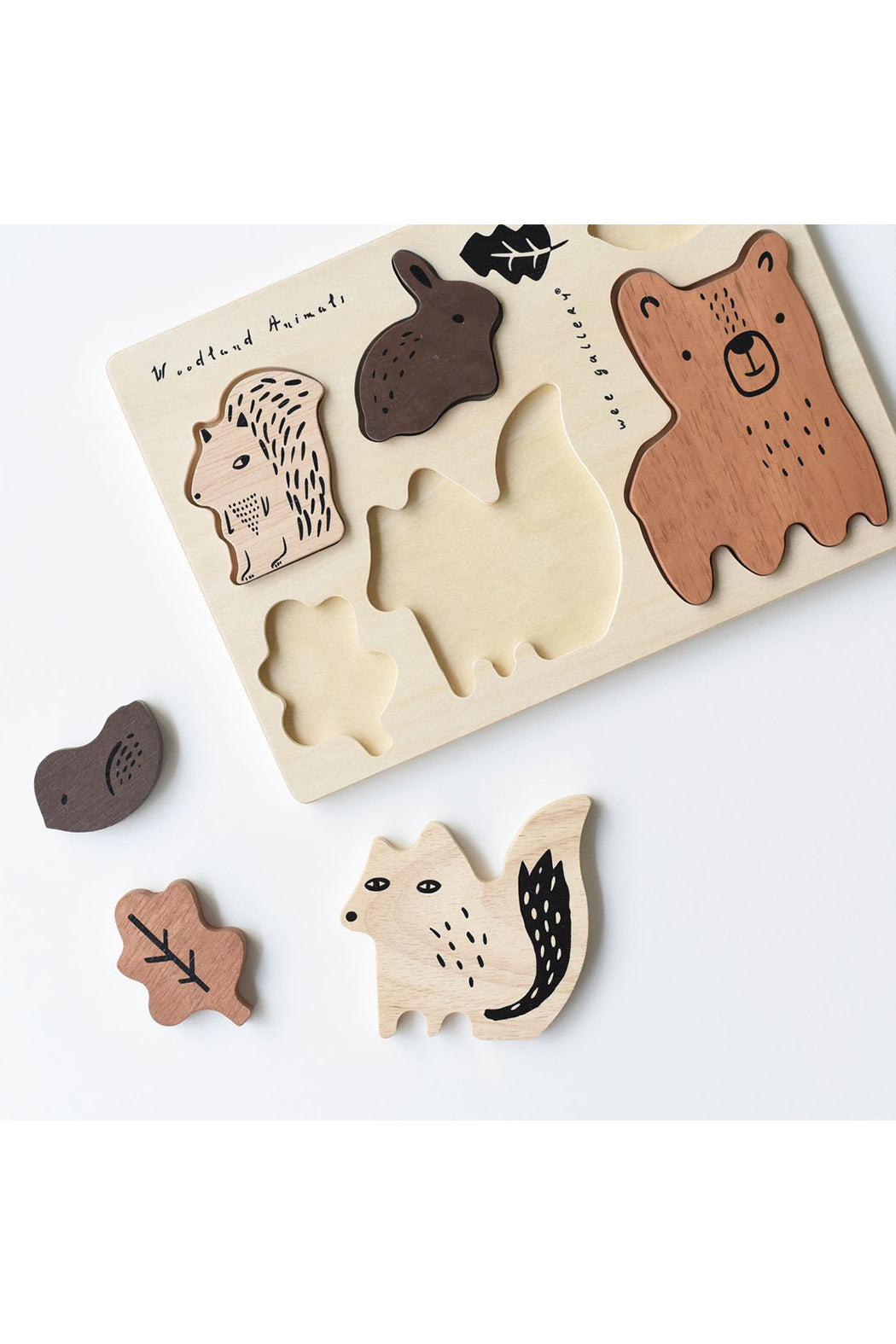 Wee Gallery Wooden Tray Puzzle - Wooden Animals