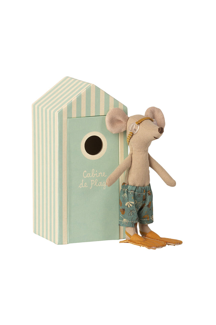 Maileg Beach Mice - Big Brother Mouse In Cabin De Plage