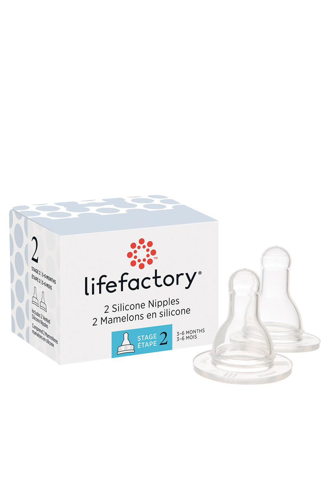 Lifefactory Silicone Nipple 2 Pack: Stage 2