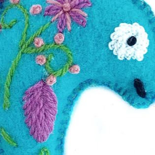 Dolphin Embroidered Wool Ornament