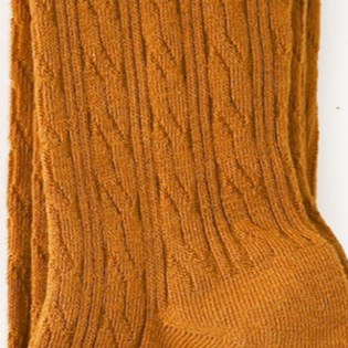 Little Stocking Co Mustard Cable Knit Tights