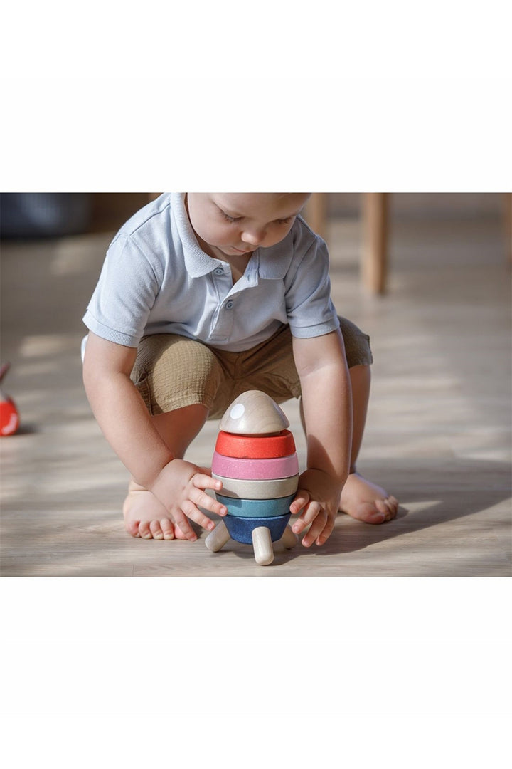 Plan Toys Wooden Stacking Rocket - Orchard