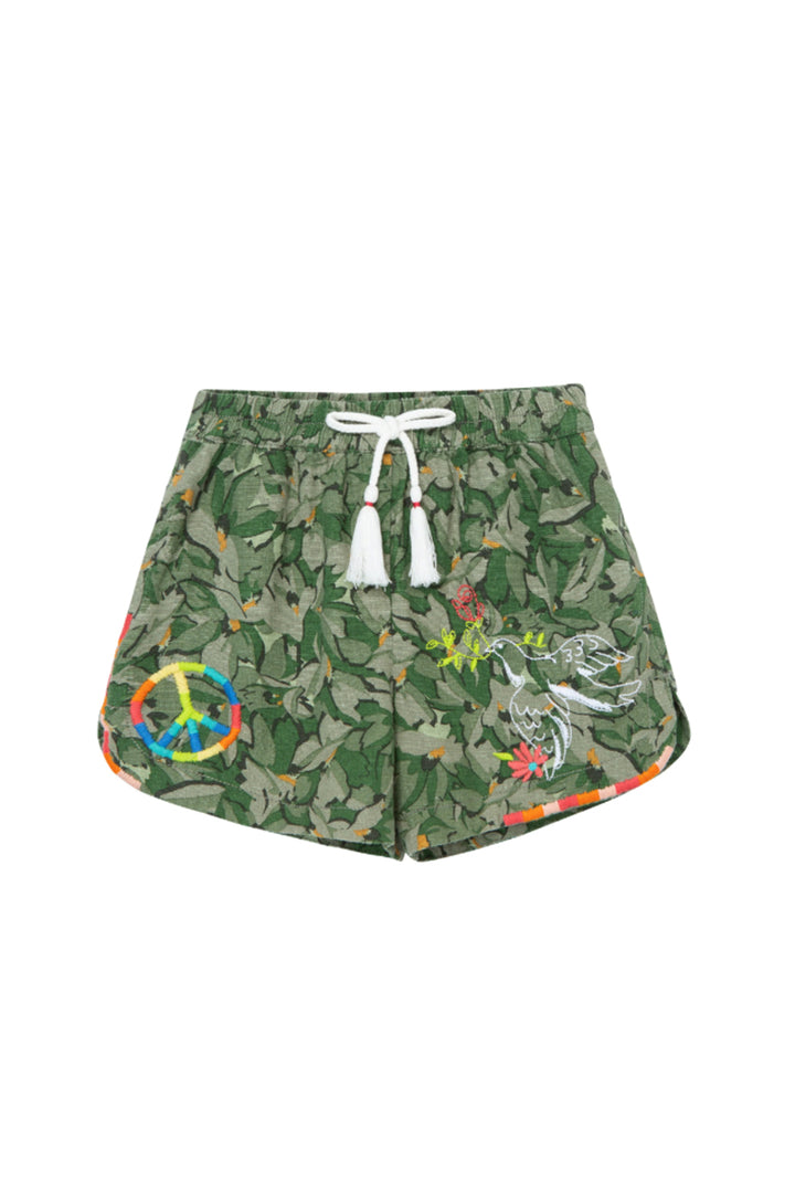 Embroidered Floral Camo Shorts
