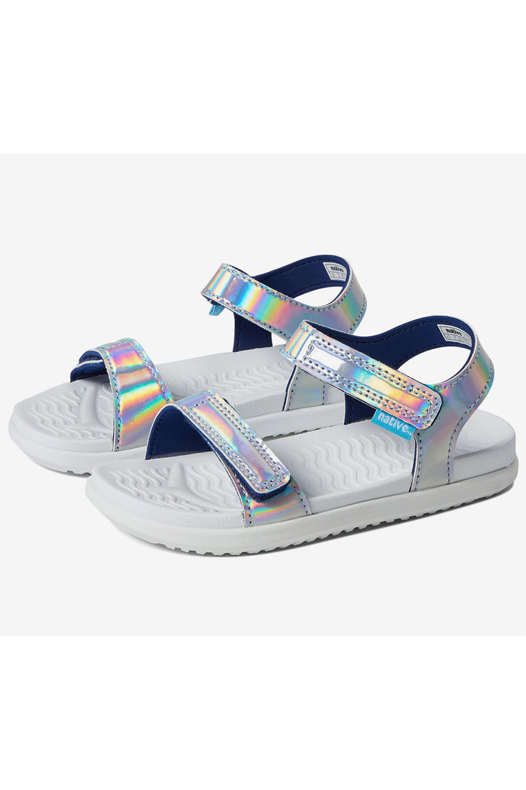 Native Charley Little Kid Sandles - Hologram/Shell White