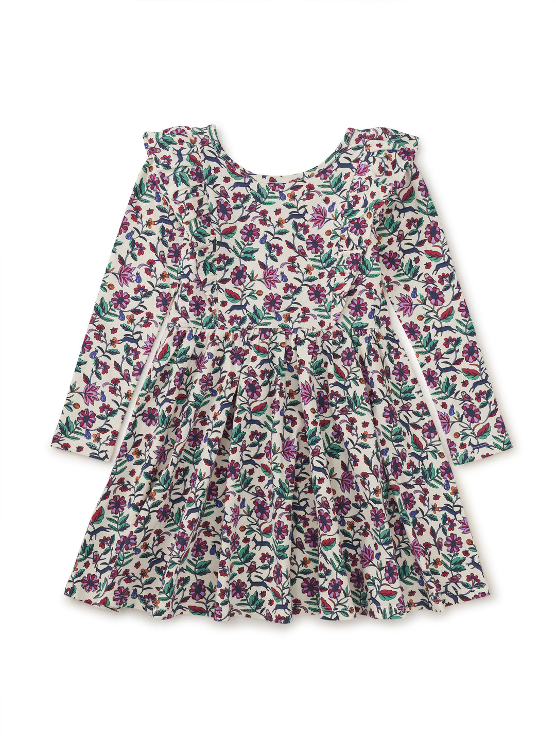 Tea Collection Ruffle Shoulder Ballet Dress - Iznik Flora & Fauna