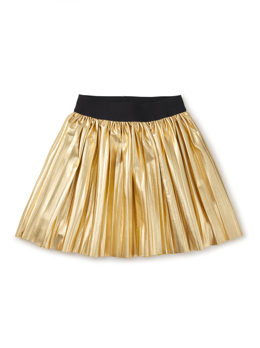 Tea Collection Pleated Metallic Twirl Skirt - Metallic Gold