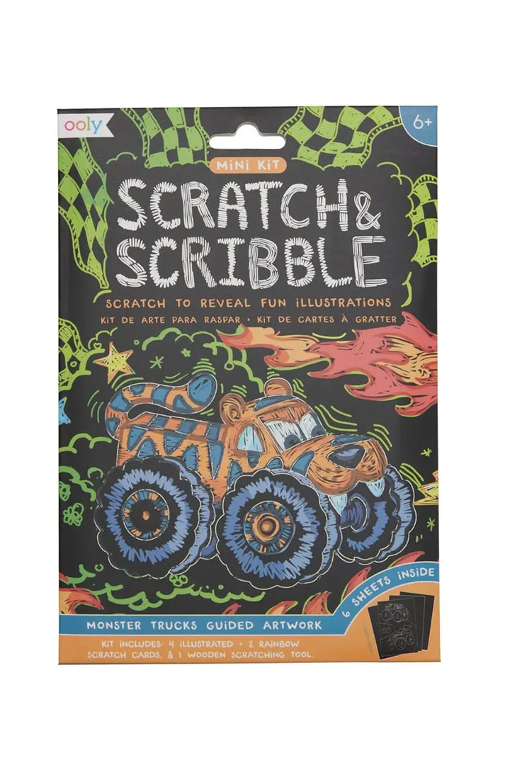 Ooly Mini Scratch & Scribble Art Kit - Monster Trucks