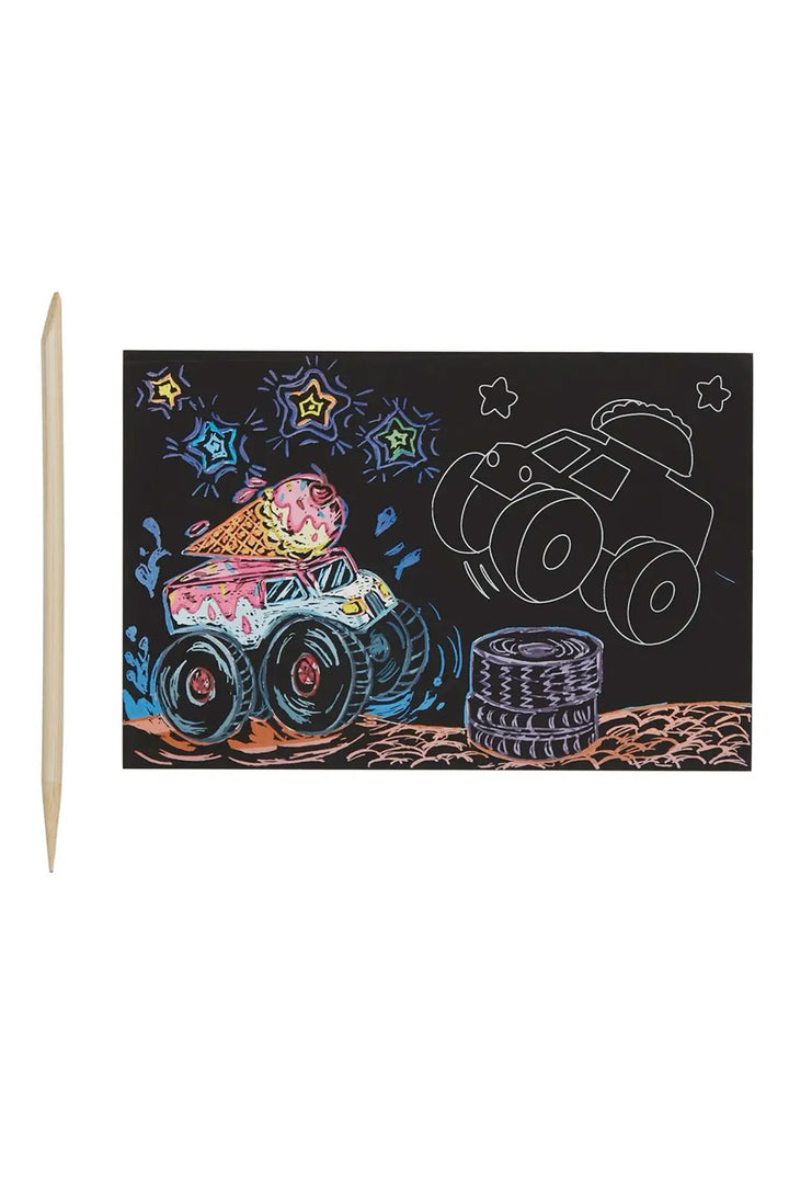 Ooly Mini Scratch & Scribble Art Kit - Monster Trucks