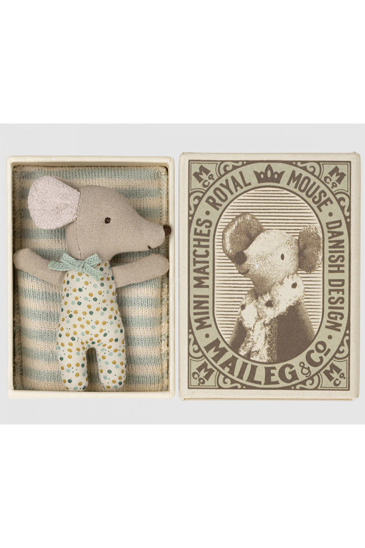 Maileg Sleepy Wakey, Baby Mouse - Blue