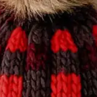 Huggalugs Red Buffalo Check Pom Pom Beanie