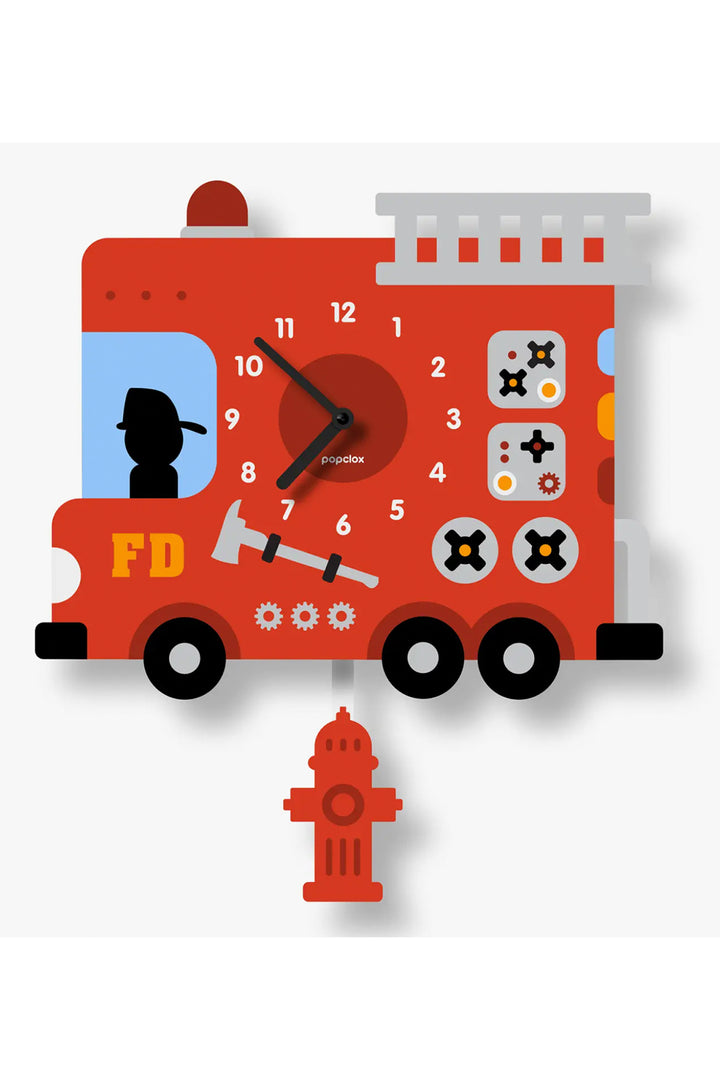 Popclox Fire Truck Pendulum Clock