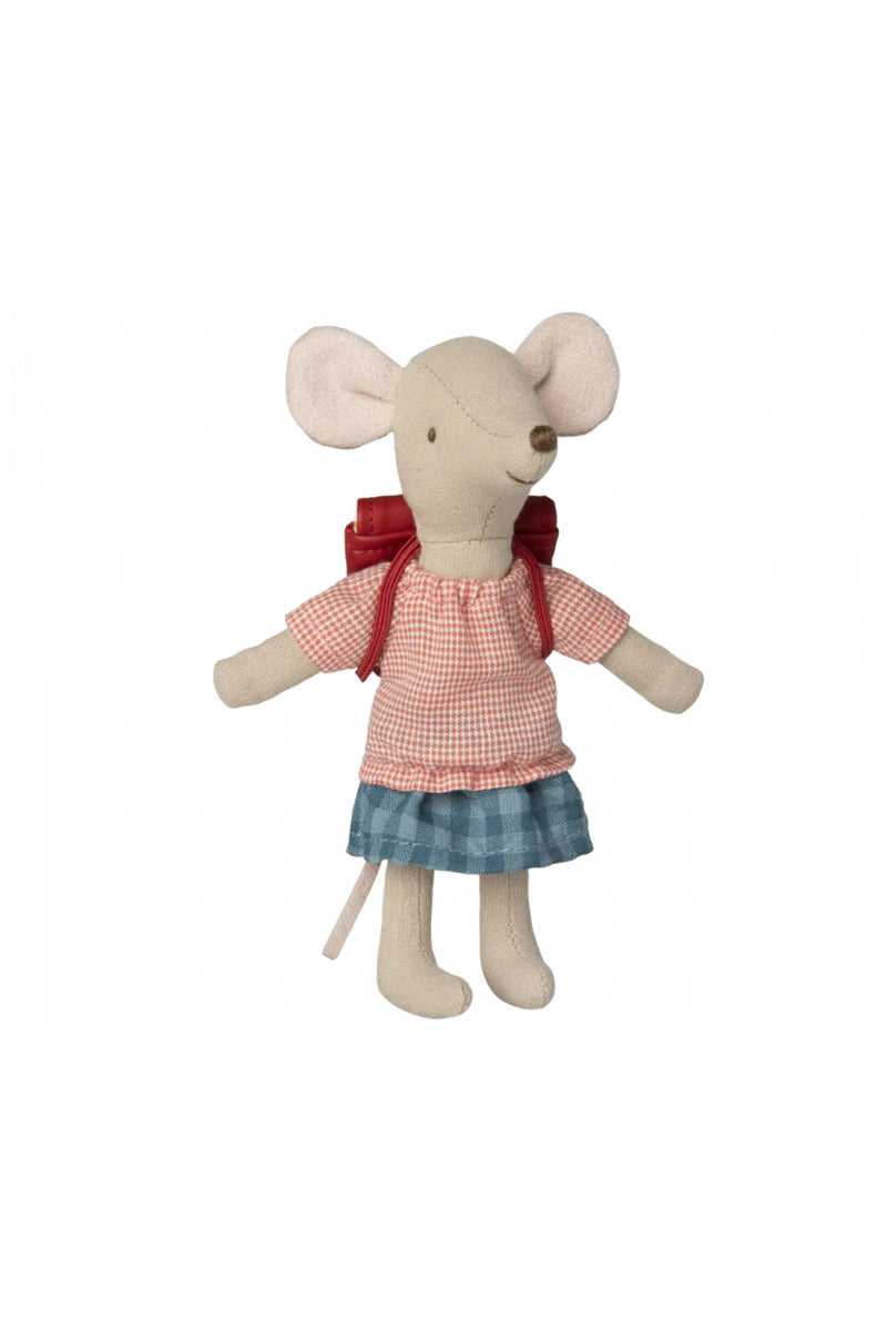 Maileg Tricycle Mouse With Bag, Big Sister - Red