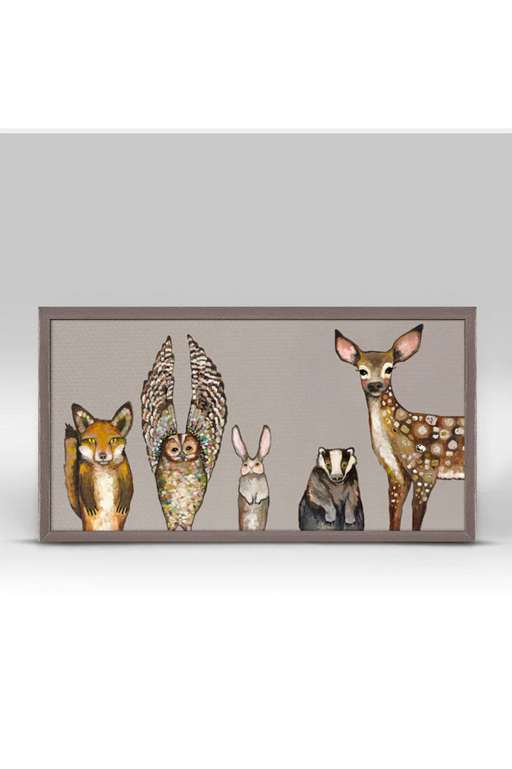 Green Box Art Forest Animals - Taupe Mini Framed Canvas